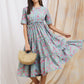 Blue Cotton 3 tiered cotton dress
