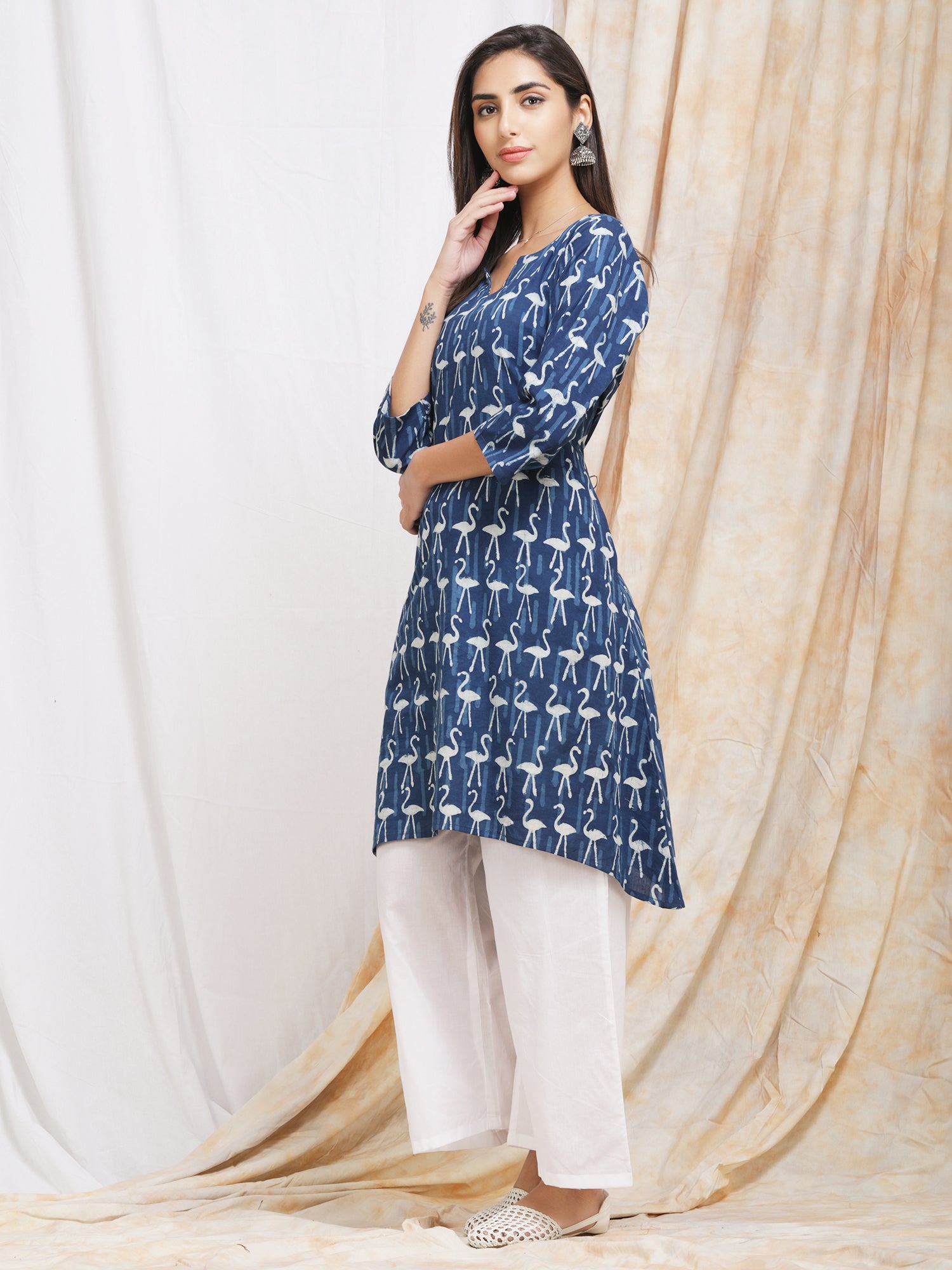 Natural Indigo Cotton Kurta for Women online