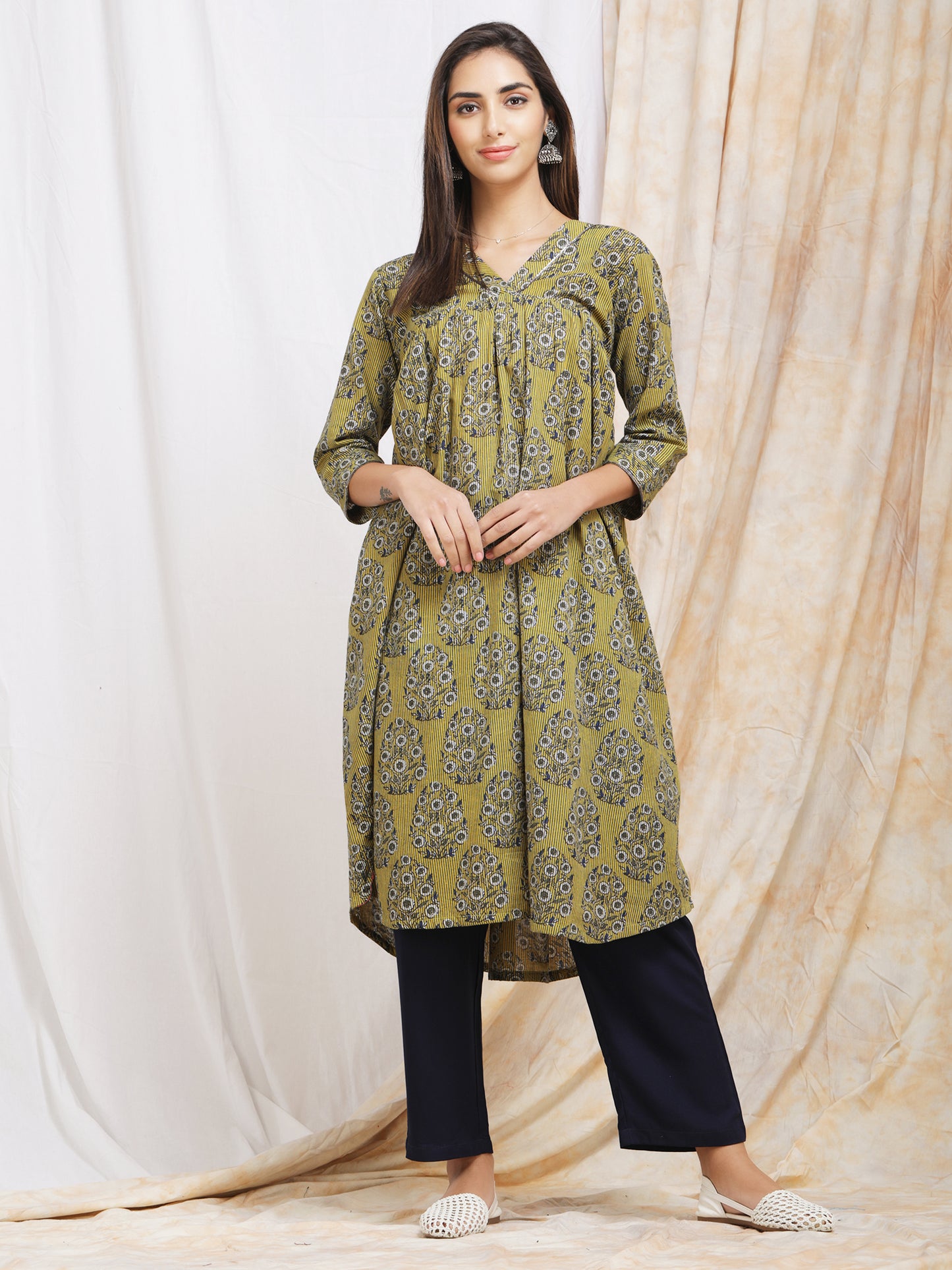 Pure Cotton Green Kurti for Women