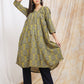 Green Block Print Cotton Kurta for Women