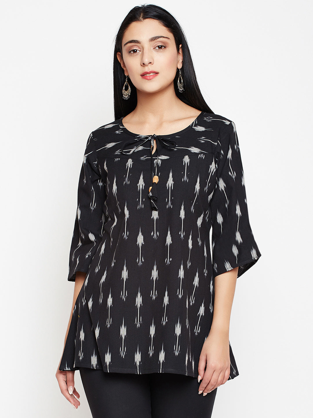 Black Ikat Top For Women Online 