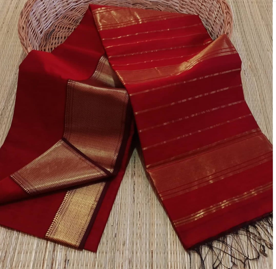 Maheshwari Red Silk Saree online