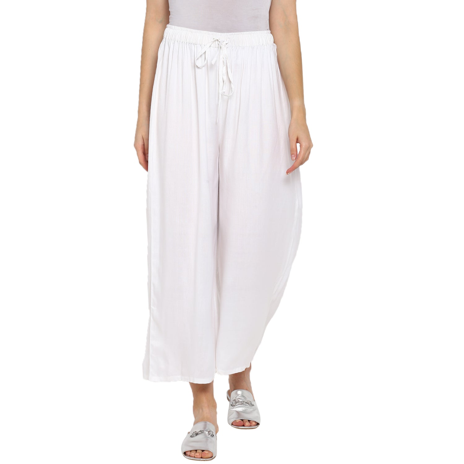 White Freesize Palazzo Online
