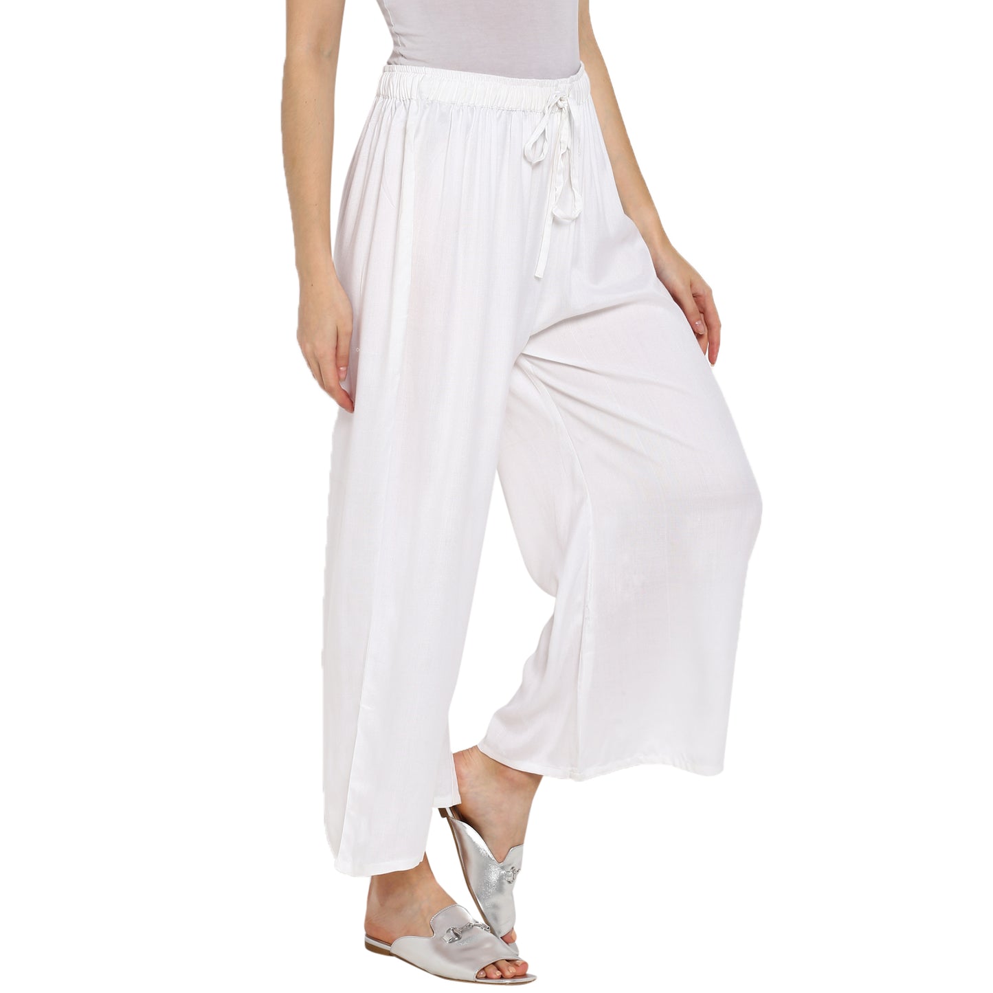 White Free Size Palazzos online