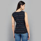 Black ikat cotton tops for women
