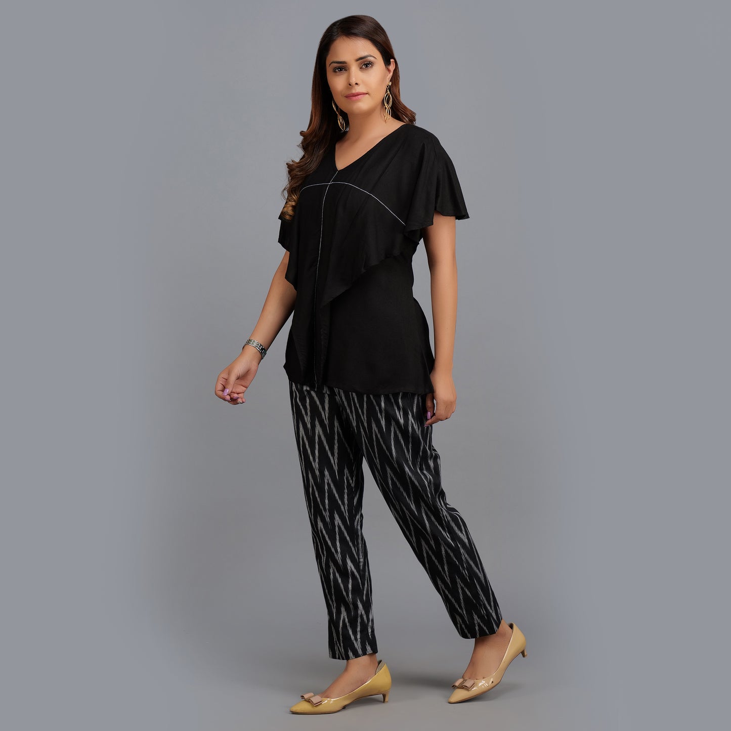 Ikat Cotton Comfort Fit Pants for women