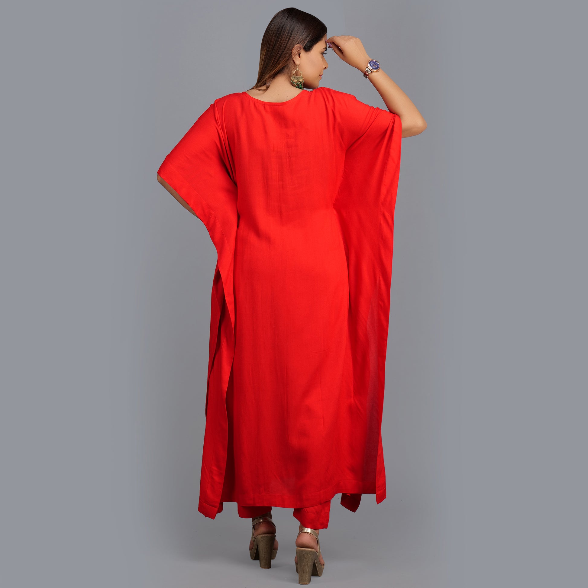 Red Kaftan Kurta Set Online
