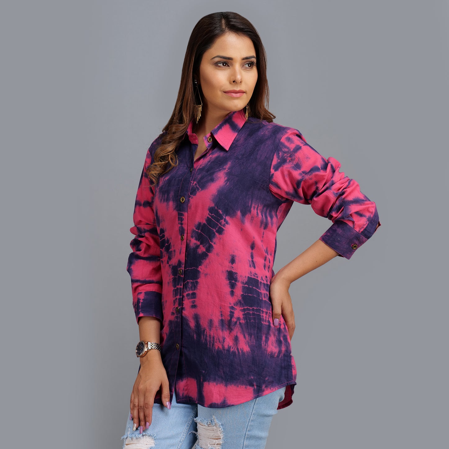 Shibori Tie Dye Shirt Tops for Women