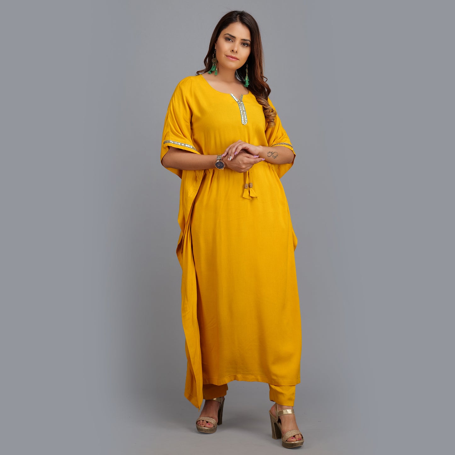 Mustard Rayon Kaftan Online
