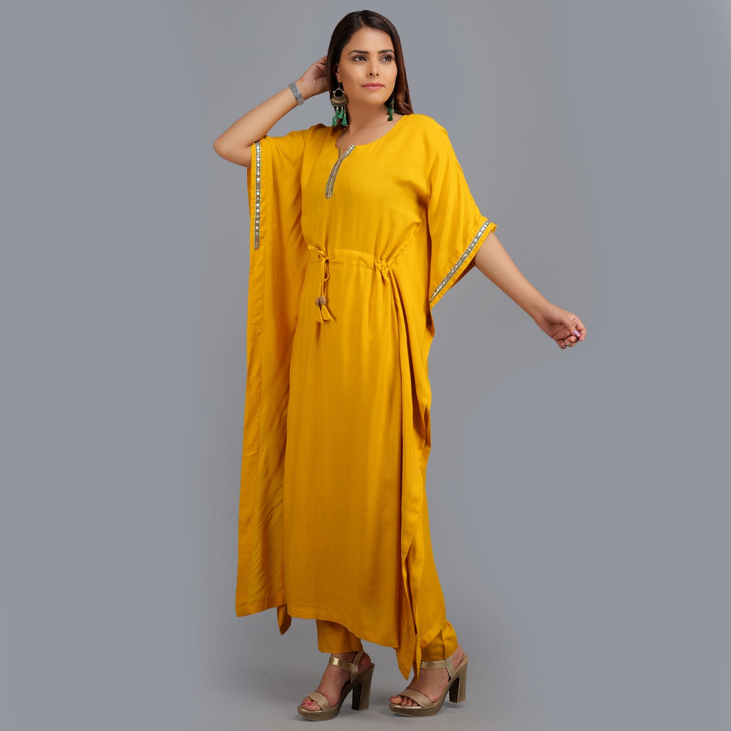 Mustard Rayon Kaftan Online