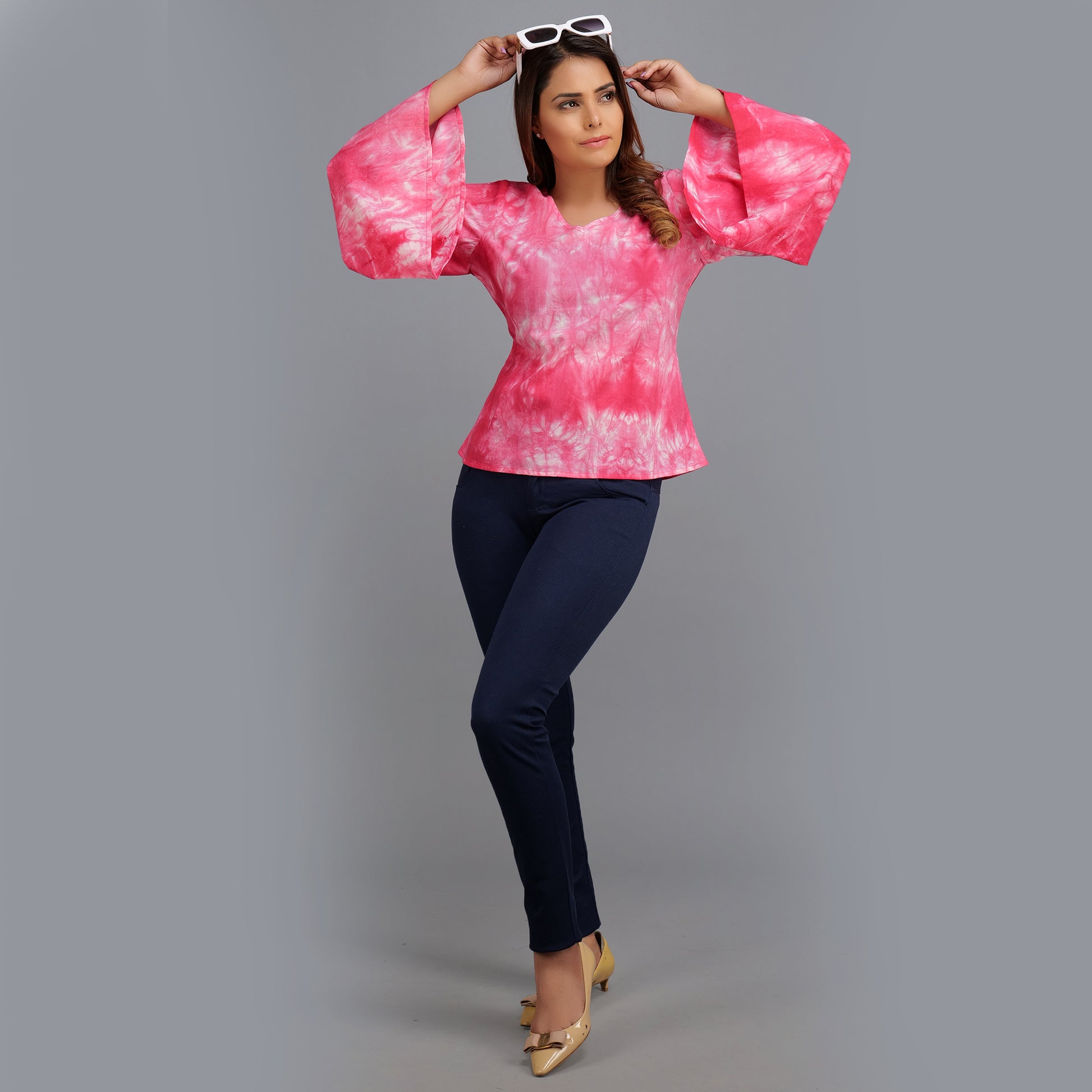 Shibori Tie Dye Cotton Pink top