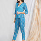 Blue Ikat Jacket Pant Coord set for women