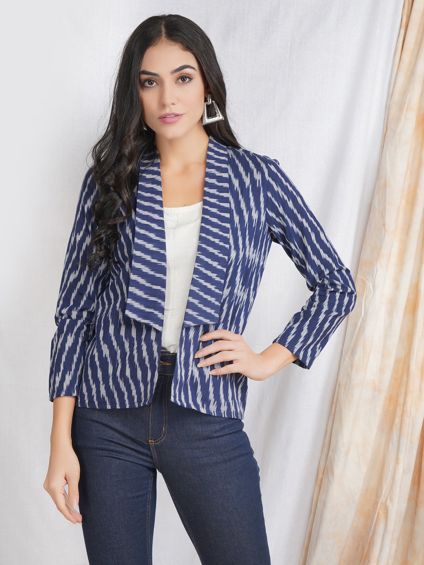 Striped Cotton Blazer for Women
