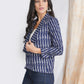 Ikat Striped Cotton Blazer Jackets for Ladies