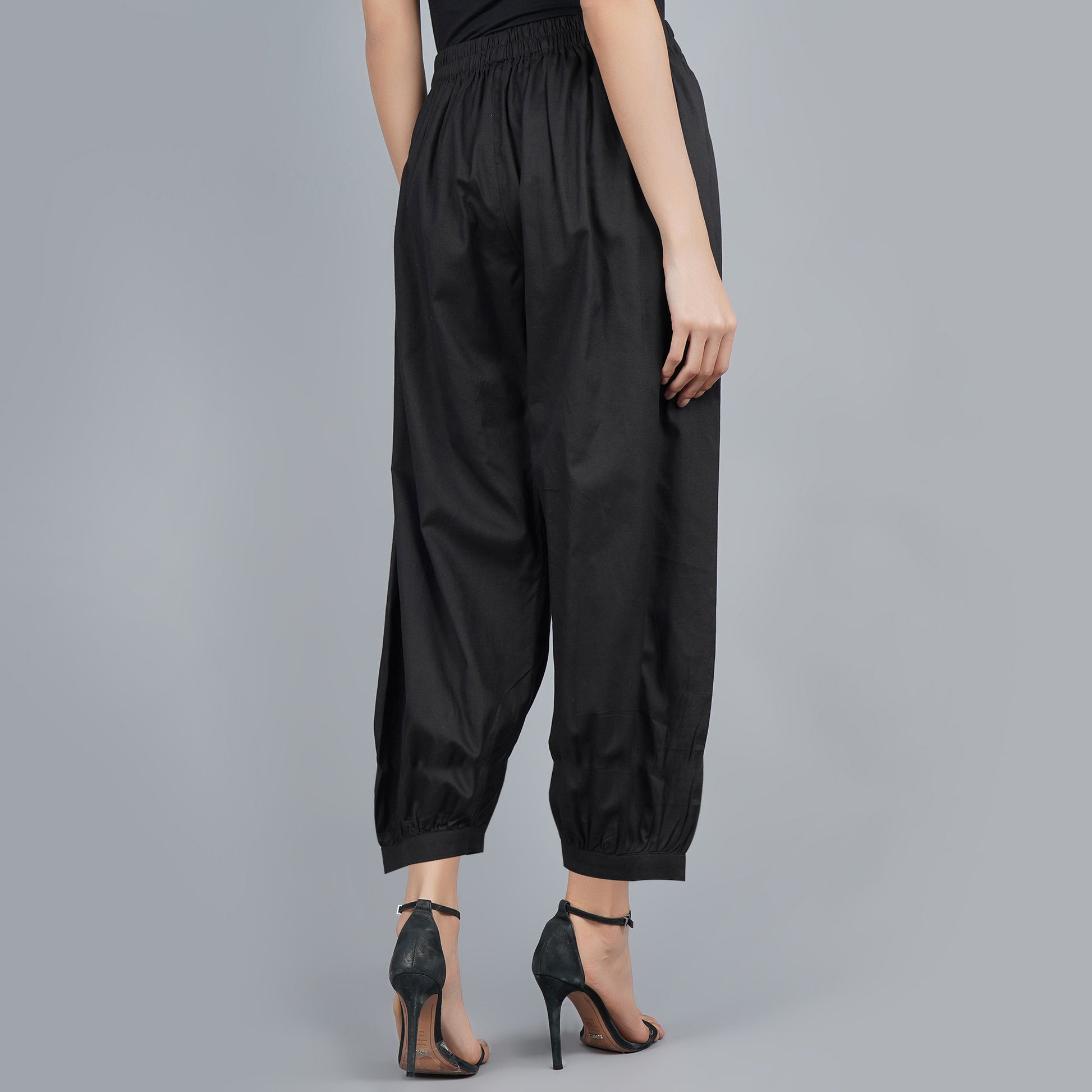 Black Cotton Harem Pants