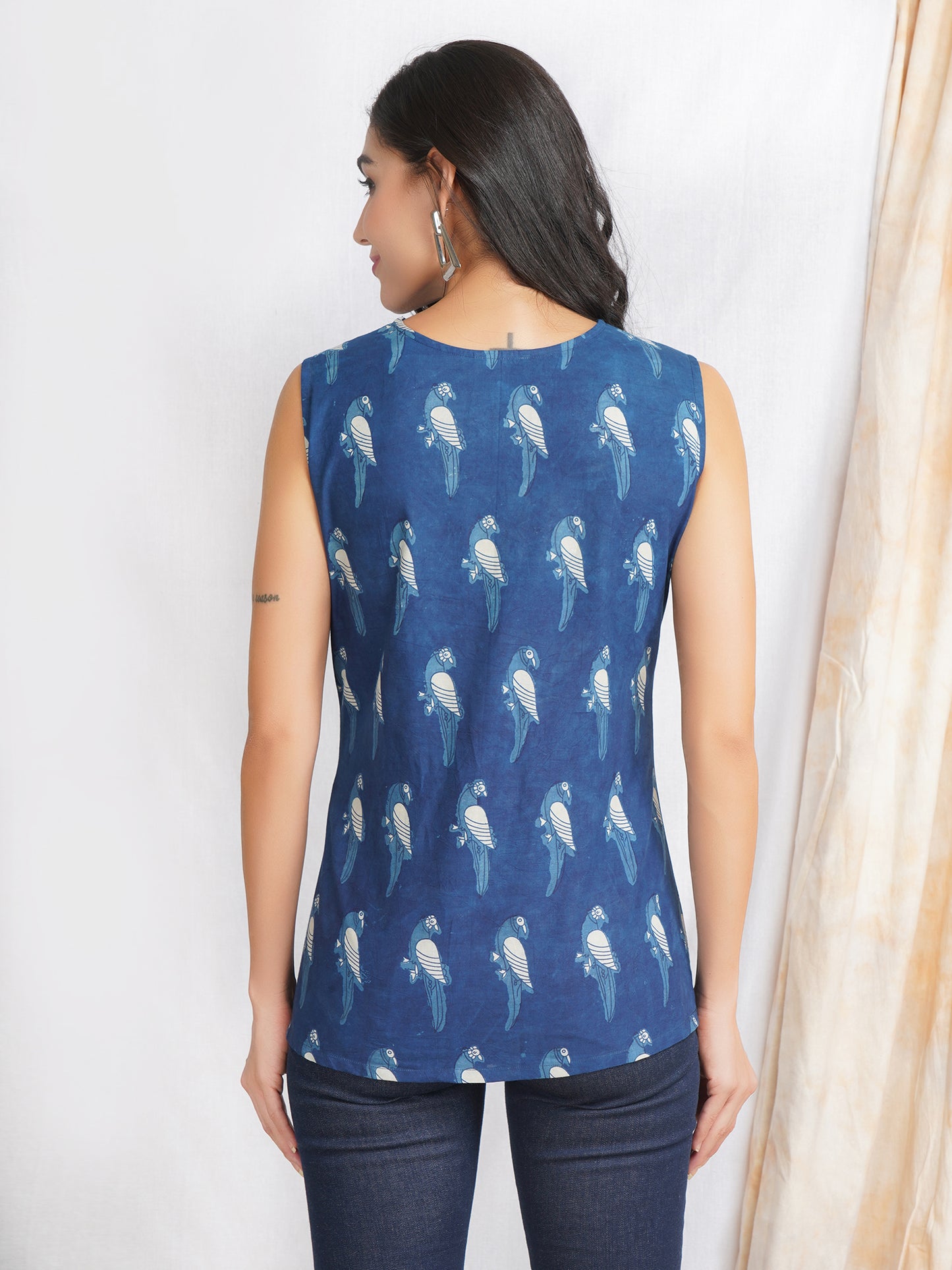 Natural indigo cotton top for women