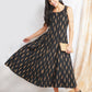 Black Ikat Cotton 'Reeva' Maxi Dress