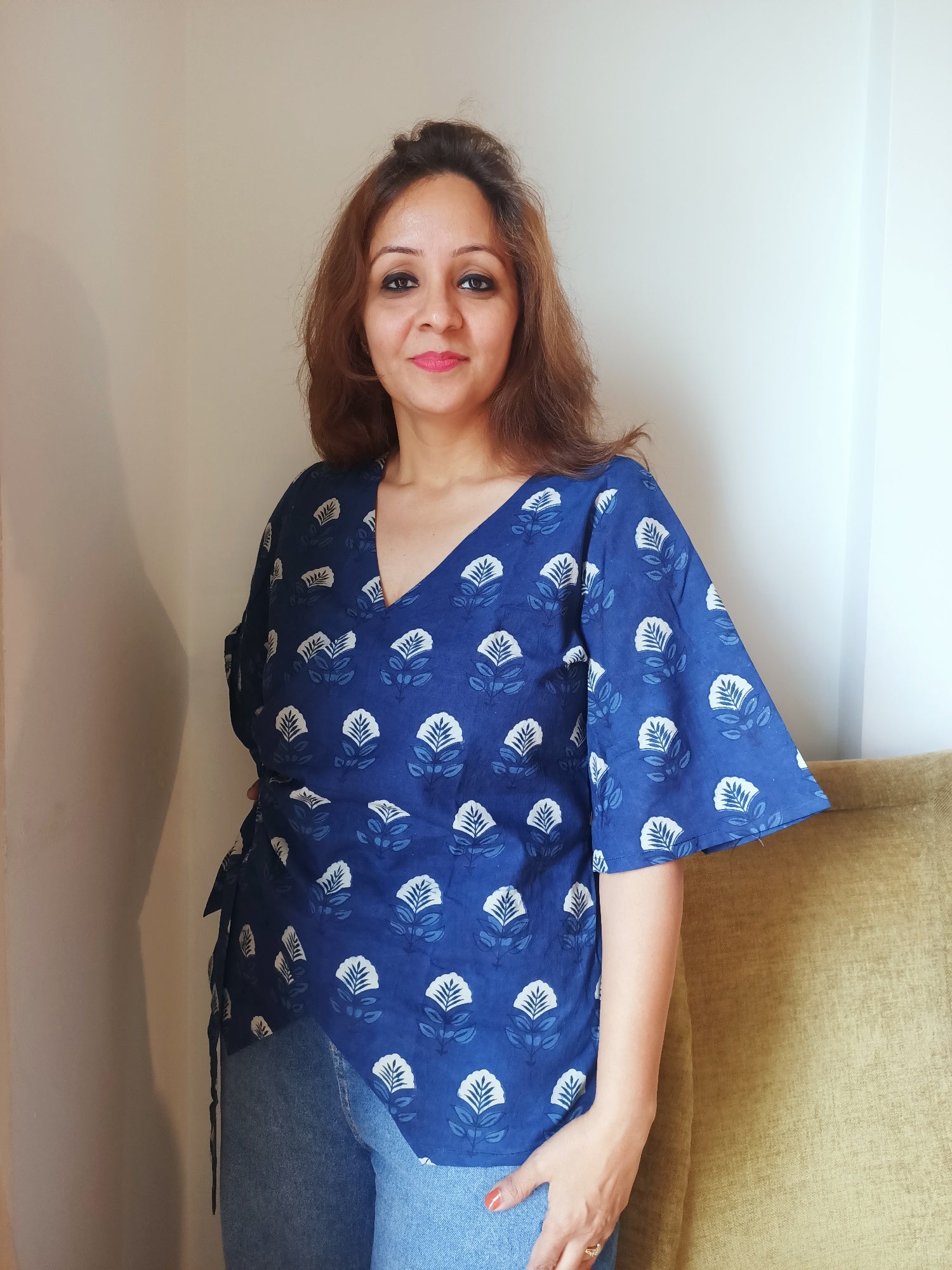 Natural Indigo Cotton Top for Women