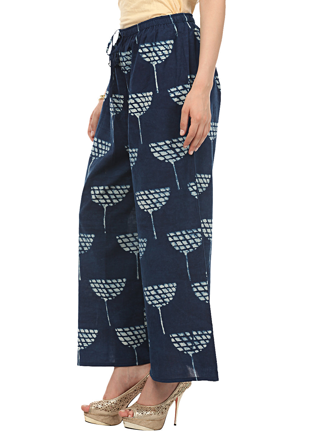 Handblock indigo palazzo pants