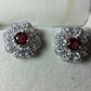 Red Stone Silver Earrings