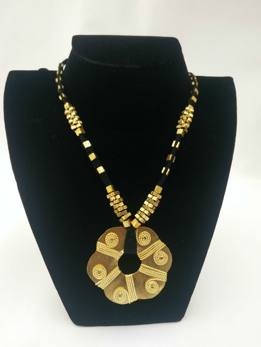 Flower Dokra Pendant Necklace