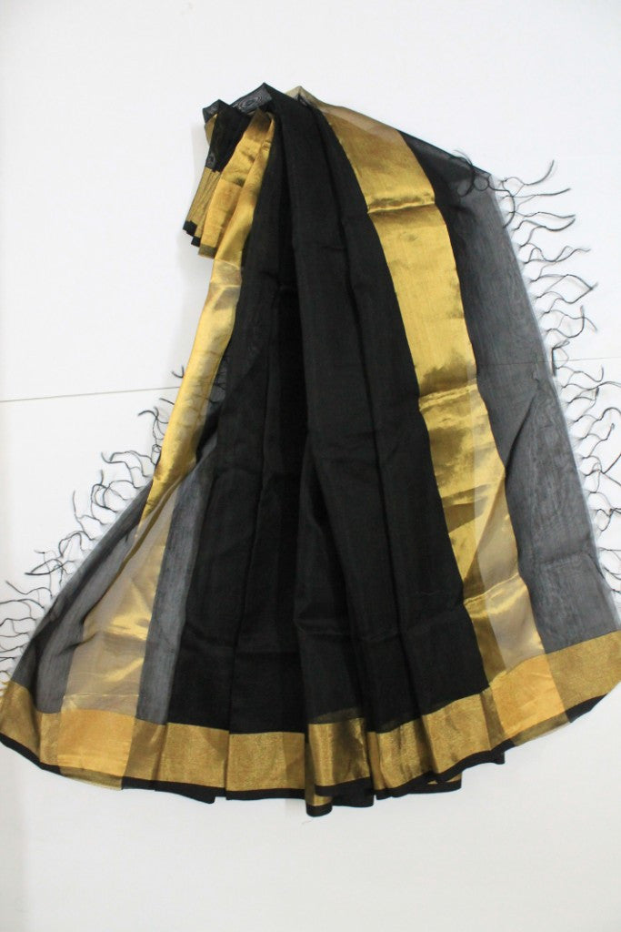 Maheshwari Black Gold Silk Dupatta