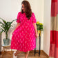 Pink Ikat Cotton Dress for Women