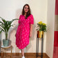 Pink Ikat Cotton Dress for Women