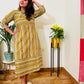Olive Color Hand-Blocked Cotton Dress for Women
