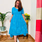 Blue Ikat Cotton Dress Darzaania