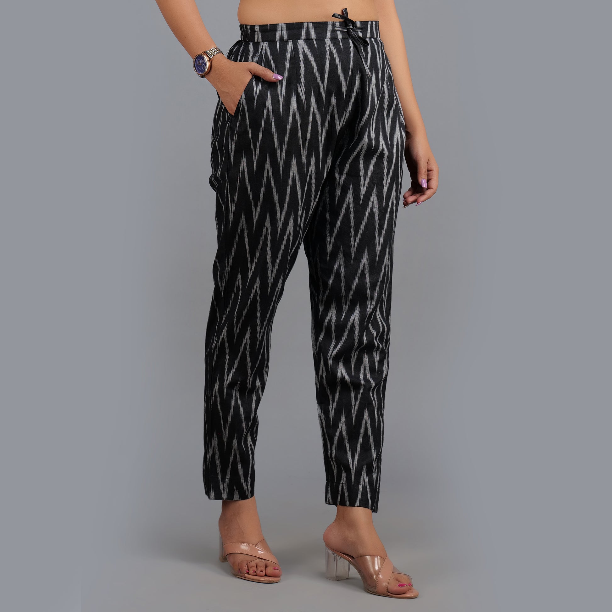 Ikat cotton pants for women
