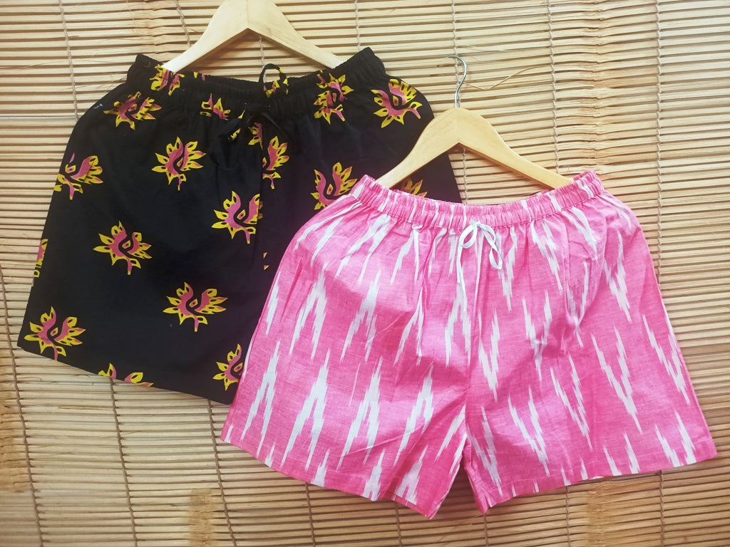 Ikat Cotton Shorts for Women